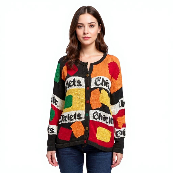 The Eagle's Eye Vintage Chiclets Novelty Cardigan - Large - See Notes